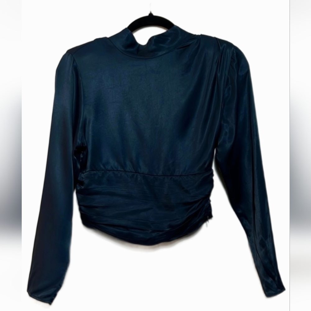 NwT Zara Midnight Blue Long Sleeve Blouse